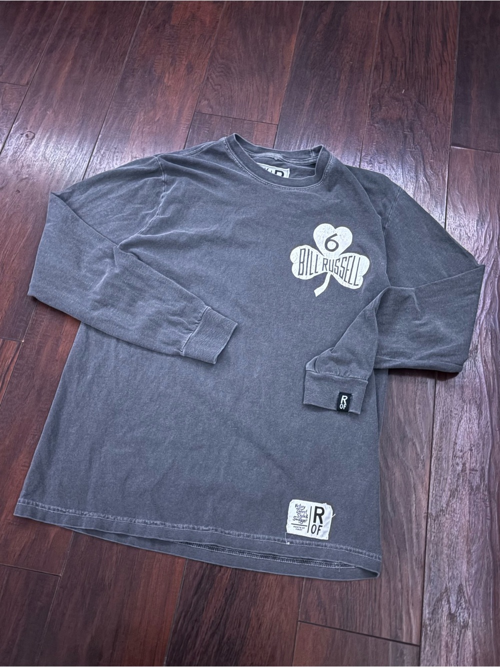 Roots Men's Long Sleeve Tee in Charcoal Gray with White Logo